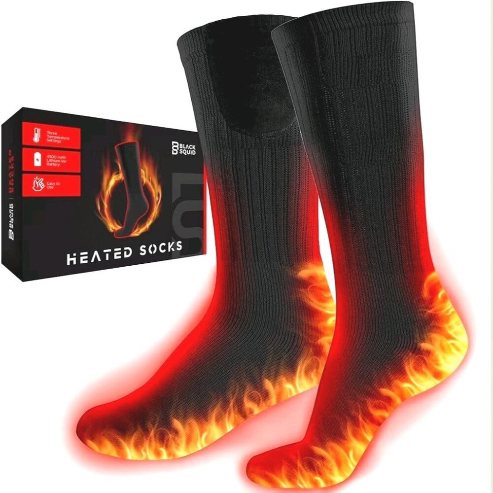 Black Squid Heated Socks Rechargeable Heated Washable Battery Operated Foot...